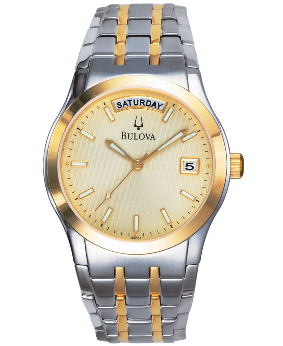 Bulova Watch, Mens Dress Two Tone Stainless Steel Bracelet 40mm