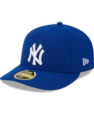Мужская кепка New Era Royal New York Yankees с белым логотипом Приталенная шляпа 59-го размера синего цвета