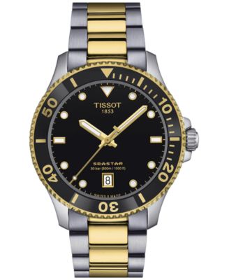Мужские швейцарские часы Tissot Seastar 1000 с двухцветным браслетом из нержавеющей стали, 40 мм