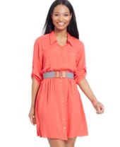 BCX Juniors' Belted Shirtdress