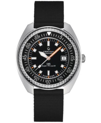 Мужские швейцарские часы Certina с автоматическим управлением DS PH1000M Powermatic 80 на черном синтетическом ремешке 44 мм