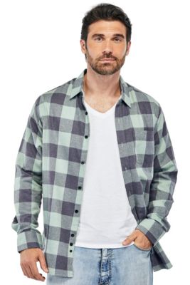 Мужская фланелевая рубашка классического покроя Braveman на пуговицах