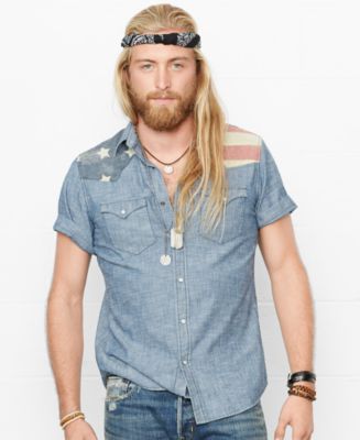 Denim Supply Ralph Lauren Men S American Flag Yoke Western Shirt Reviews Casual Button Down Shirts Men Macy S
