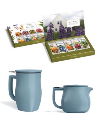 Чайная посуда Tea Forte Fiore Stone Blue и набор для заваривания чая, 4 штуки