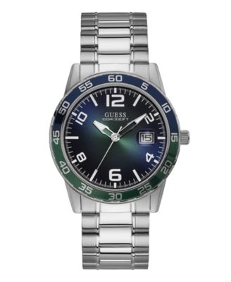 Мужские часы GUESS Date серебристого цвета из нержавеющей стали 42 мм