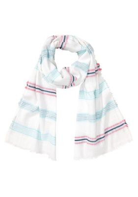 Полосатый шарф Olsen из 100 хлопка с обтрепанными краями