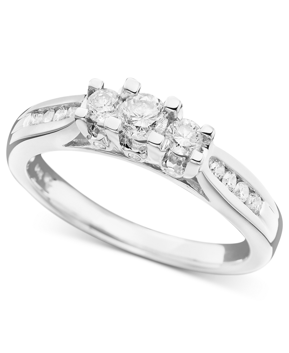  Ring, 14k White Gold Three Stone Diamond (1/2 ct. t.w.)   Rings 