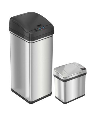 Сенсорные мусорные баки для кухни и ванной комнаты iTouchless из нержавеющей стали с фильтром запаха объемом 13 галлонов и 2,5 галлона серебристого цвета, набор из 2-х