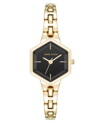 Женские кварцевые часы Anne Klein с миниатюрным шестиугольным браслетом из сплава черного и золотого цветов, 21 мм