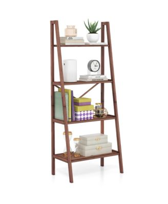 Gymax 4-ярусная бамбуковая лестница Книжная полка 58