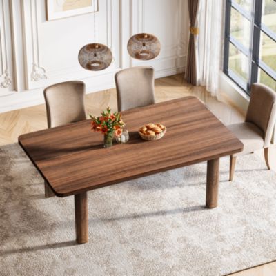 Деревянный обеденный стол Tribesigns на 4-6 персон, 63-дюймовый кухонный стол в фермерском доме на ножках из цельного дерева, Прямоугольный обеденный стол