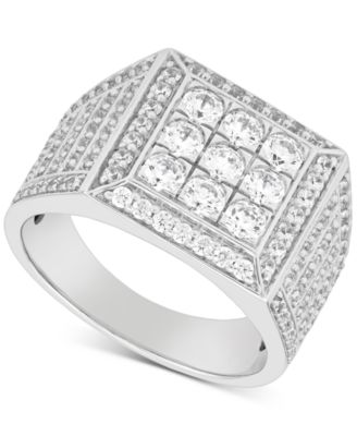 Мужское кольцо с квадратной россыпью бриллиантов, выращенных в лаборатории с любовью (2 карата), из золота 10 карат