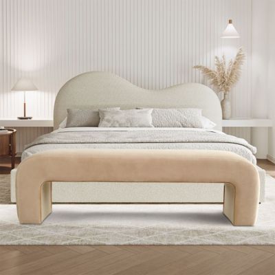 Maison Boucle60" Скамья с водопадной обивкой на каркасе из цельного дерева и ткани Букле для спальни или прихожей