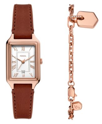 Женские кожаные часы Fossil Raquel с тремя стрелками и браслетом из коричневой кожи среднего размера, 23 мм