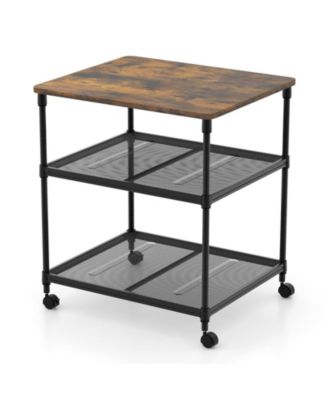 Трехъярусная подставка для принтера GOUUN, тележка для факса на колесиках с регулируемой полкой и поворотными колесиками