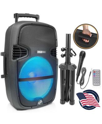 Уличная акустическая система PYLE 1000 Вт Bluetooth с FM, USB, SD, AUX, микрофоном, пультом дистанционного управления, Штатив черный