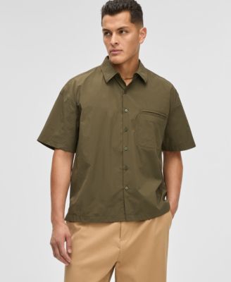 Модная мужская нейлоновая рубашка свободного кроя с коротким рукавом и пуговицами спереди эксклюзивно от Macys 9890₽