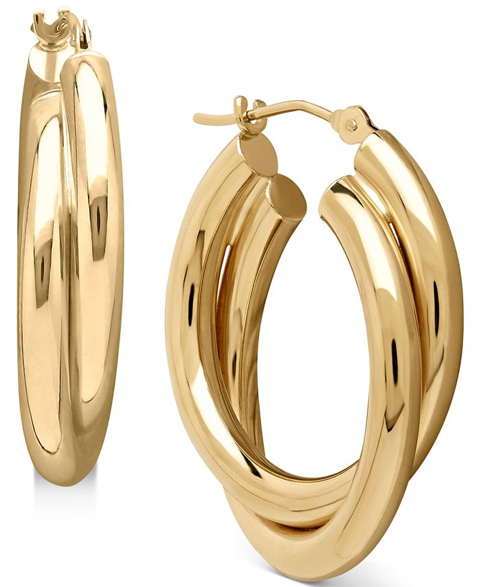 Macy's Double Hoop Earrings in 14k Gold & Reviews Earrings Jewelry