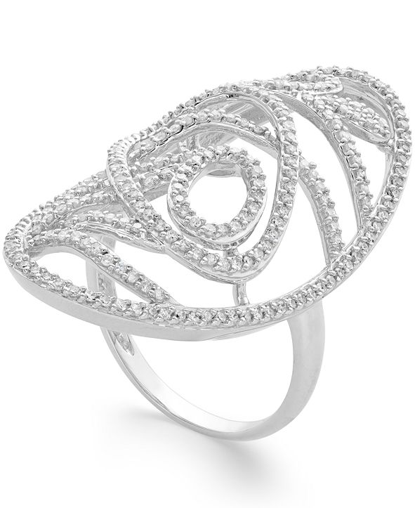 Macy&#39;s Diamond Open Oval Large Ring (3/4 ct. t.w.) in 14k Gold or White Gold & Reviews - Rings ...