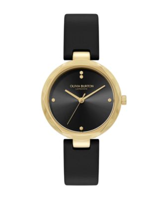 Женские часы Olivia Burton Dimension на черном кожаном ремешке, 32 мм