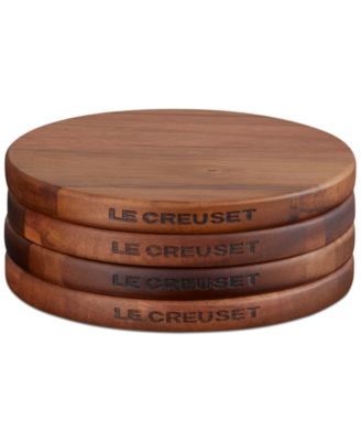 Le Creuset Набор из 4 круглых деревянных подставок на магнитах