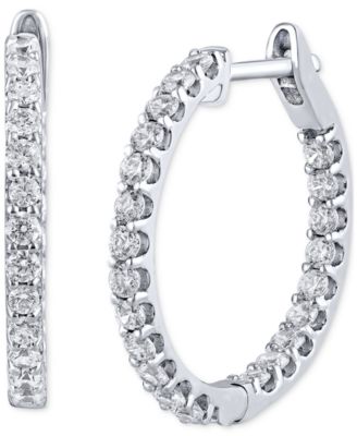 Серьги-кольца Macy's Diamond 1 карат 14K, золотые