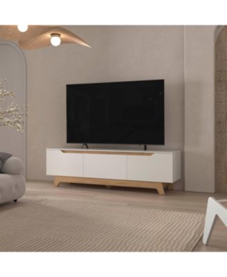 Развлекательный центр FM FURNITURE Lyman с двумя дверями из белого и натурального дуба