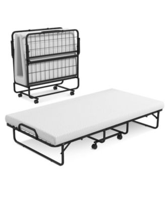 Металлическая раскладная кровать Twin Size с матрасом из пены с эффектом памяти