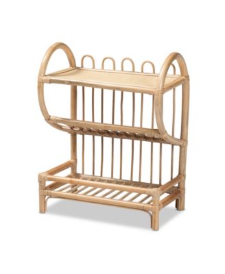 Трехъярусная витрина bali & pari Liora с современной богемной отделкой из ротанга коричневого цвета