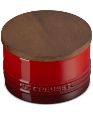 Фирменная керамическая банка Le Creuset с деревянной крышкой, 16 унций.