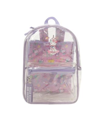 Прозрачный блестящий рюкзак с принтом персонажей Hello Kitty & Friends 16,5
