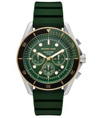 Мужские силиконовые часы Michael Kors с морским хронографом зеленого цвета, 45 мм