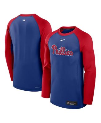 Мужская футболка с длинным рукавом Nike Royal/Red Philadelphia Phillies Authentic Collection Game Time Raglan Performance