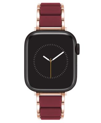 Женские прорезиненные часы Anne Klein бордового цвета с металлическим ремешком из сплава розового золота для Apple Watch 44/45/46/49 мм