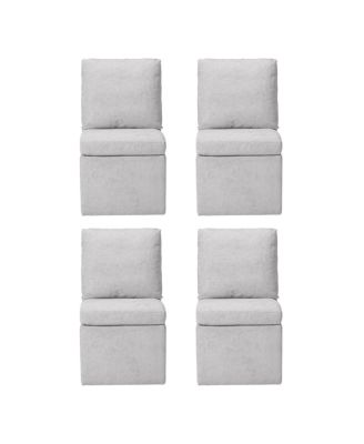 Современные обеденные стулья WestinTrends с обивкой из синели без подлокотников и колесиками 2 шт.