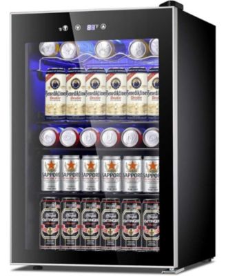 Мини-холодильник Zafro со стеклянной дверцей на 128 банок, регулируемым термостатом, компактным диспенсером для напитков объемом 4,4 кубических фута для дома, офиса и спальни