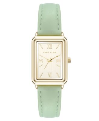 Женские повседневные кварцевые часы Anne Klein из мятной полиуретановой кожи и золотистого металлического сплава, 25 мм