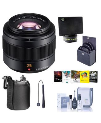 Асферический объектив Panasonic Lumix G Leica DG Summilux II 25mm f/1.4 для Micro Four Thirds, комплект с 46-миллиметровым фильтром, Чехол для объектива, черный абажур для гибких линз
