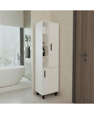 Шкаф для белья FM FURNITURE Pinal с открытым хранилищем и 2 дверцами, белый