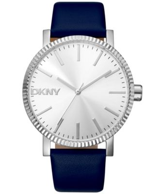 Женские часы DKNY Soho Maxi на темно-синем кожаном ремешке, 40 мм синего цвета