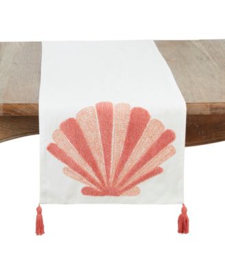 Настольная дорожка Saro Lifestyle Ocean Breeze с вышивкой в виде ракушки, 16 