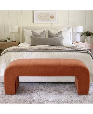 Maison Boucle47" Скамья-водопад с бархатной обивкой, современная прикроватная скамья для гостиной или прихожей