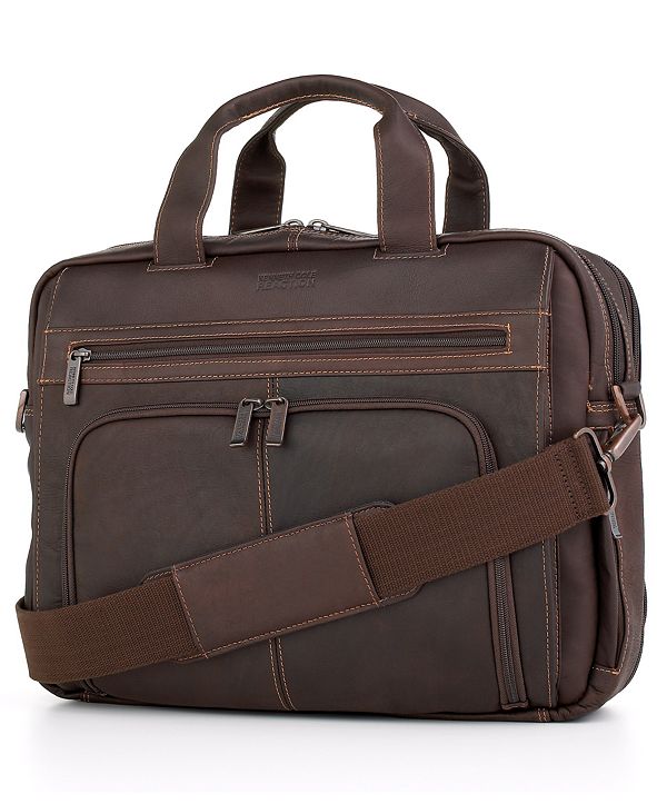 Cole Reaction Columbian Leather Expandable Double Gusset Laptop Briefcase & Reviews
