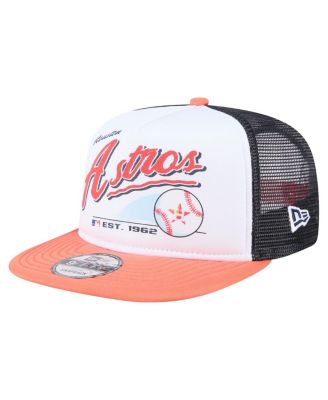 Мужская белая/оранжевая кепка-бейсболка New Era Houston Astros в стиле ретро с надписью Trucker 9FIFTY Snapback