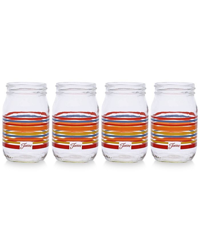 Fiesta Scarlet Stripe Set of 4 Mason Jar Glasses & Reviews Glassware