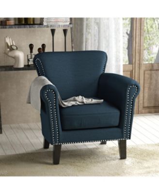 Роскошное клубное кресло Streamdale Furniture с мягкой обивкой и элегантной отделкой в виде гвоздей