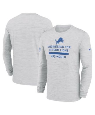 Мужская футболка Nike Ash Detroit Lions Sideline Velocity Performance с длинным рукавом