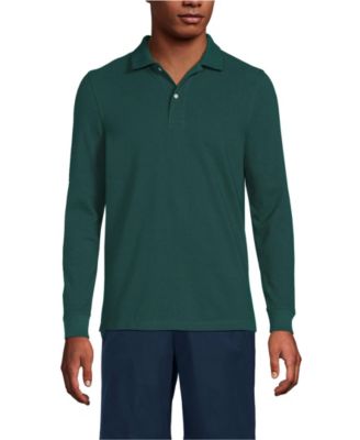 Мужская сетчатая рубашка поло Lands' End с длинным рукавом