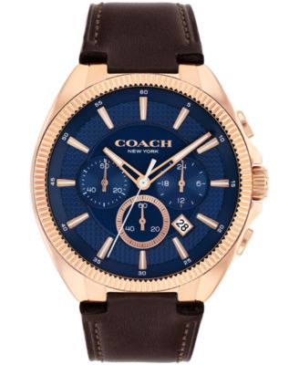 Мужские часы-браслет COACH Jackson из темно-коричневой телячьей кожи, 44 мм коричневого цвета