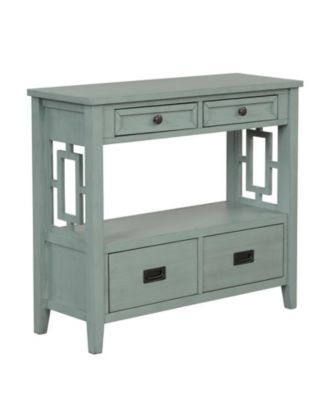 Консольный стол CASAINC 36" из сосны с 4 выдвижными ящиками и 1 полкой для хранения зеленый